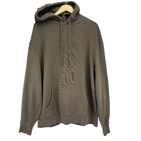 KOTN French Terry 100% Cotton Pullover Kangaroo Pocket Olive Green Hoodie Sz L - Picture 1 of 5